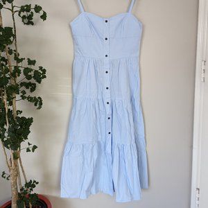 SOLID & STRIPED Button Up Tiered Casual Midi Dress - Powder Blue